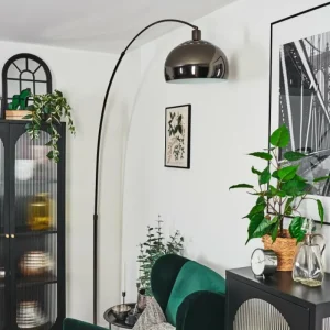hofstein Baloca Lampadaire Chrome, Noir, 1 lumière* Lampes Modernes