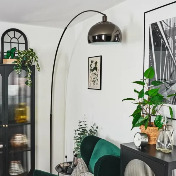 hofstein Baloca Lampadaire Chrome, Noir, 1 lumière* Lampes Modernes