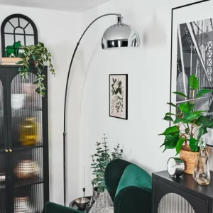 hofstein Baloca Lampadaire Chrome, Noir, 1 lumière* Lampes Modernes