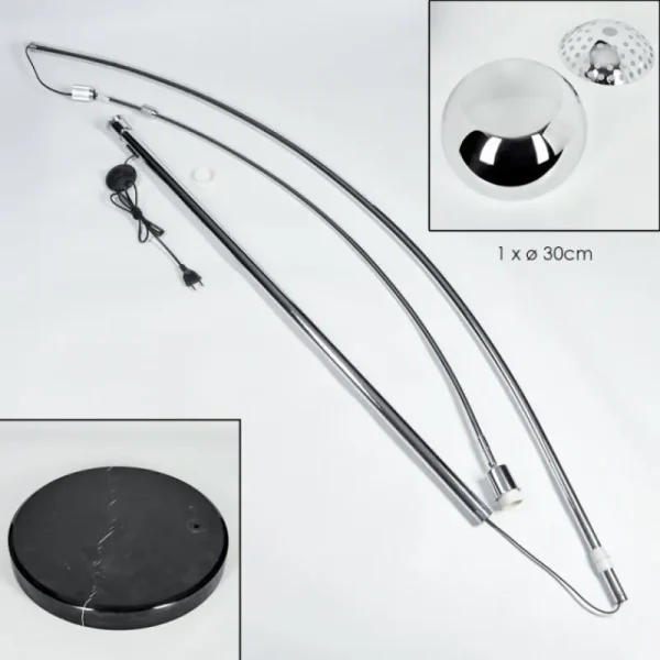hofstein Baloca Lampadaire Chrome, Noir, 1 lumière* Lampes Modernes