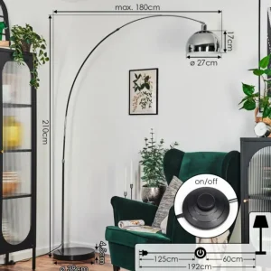 hofstein Baloca Lampadaire Chrome, Noir, 1 lumière* Lampes Modernes