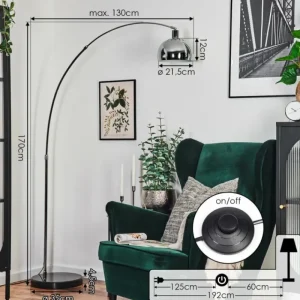 hofstein Baloca Lampadaire Chrome, Noir, 1 lumière* Lampes Modernes