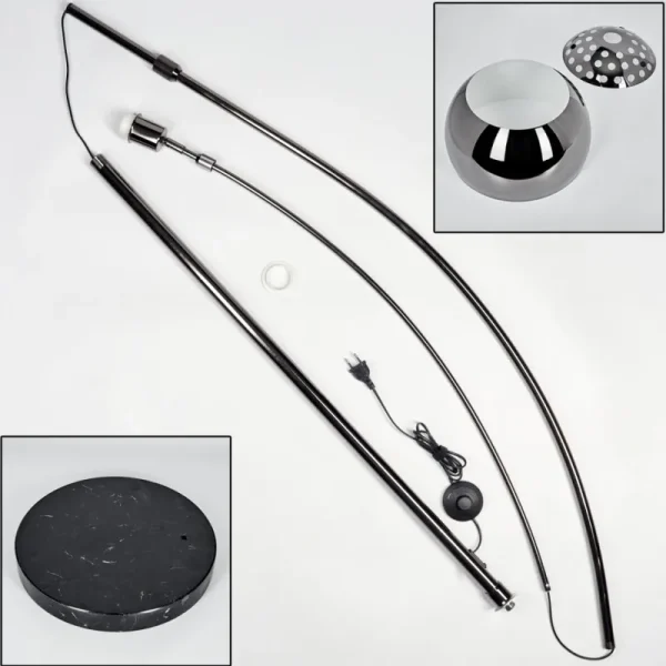 hofstein Baloca Lampadaire Chrome, Noir, 1 lumière* Lampes Modernes