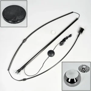 hofstein Baloca Lampadaire Chrome, Noir, 1 lumière* Lampes Modernes