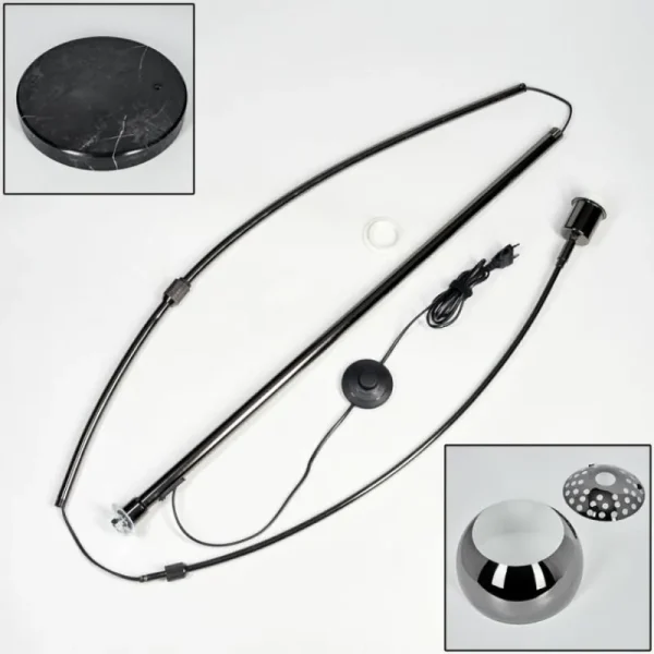 hofstein Baloca Lampadaire Chrome, Noir, 1 lumière* Lampes Modernes