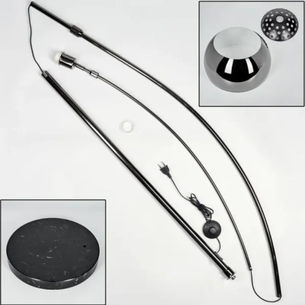 hofstein Baloca Lampadaire Chrome, Noir, 1 lumière* Lampes Modernes