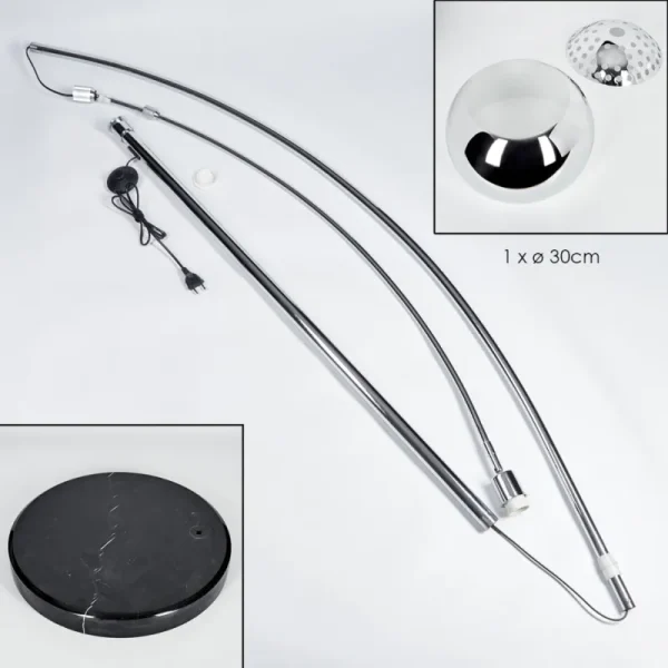 hofstein Baloca Lampadaire Chrome, Noir, 1 lumière* Lampes Modernes
