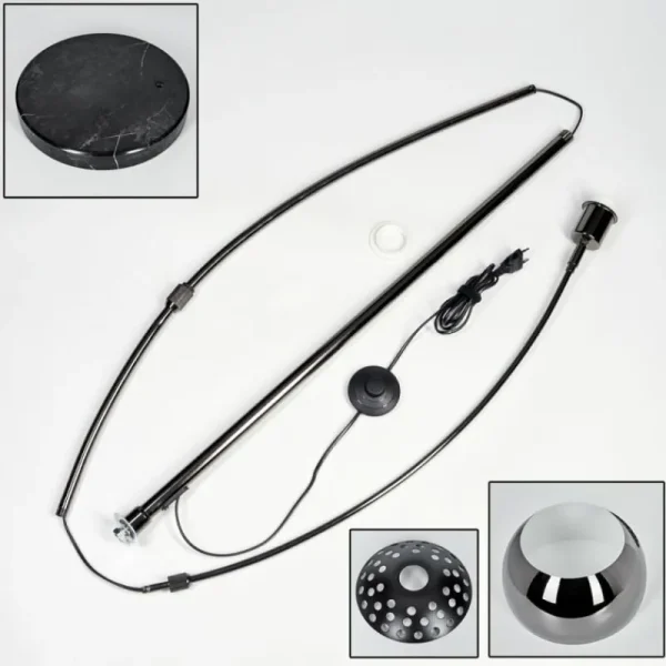 hofstein Baloca Lampadaire Chrome, Noir, 1 lumière* Lampes Modernes