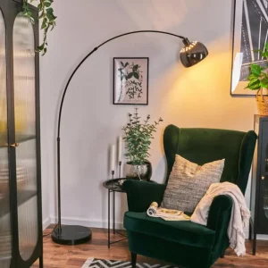 hofstein Baloca Lampadaire Chrome, Noir, 1 lumière* Lampes Modernes