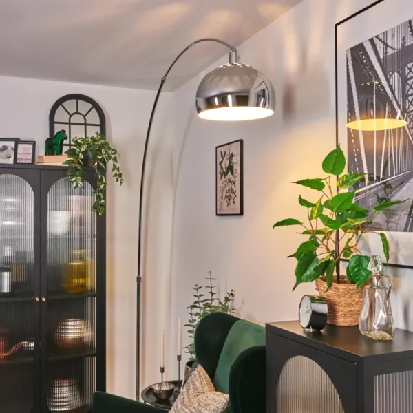 hofstein Baloca Lampadaire Chrome, Noir, 1 lumière* Lampes Modernes