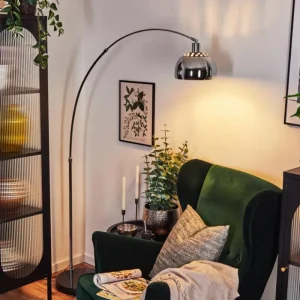 hofstein Baloca Lampadaire Chrome, Noir, 1 lumière* Lampes Modernes