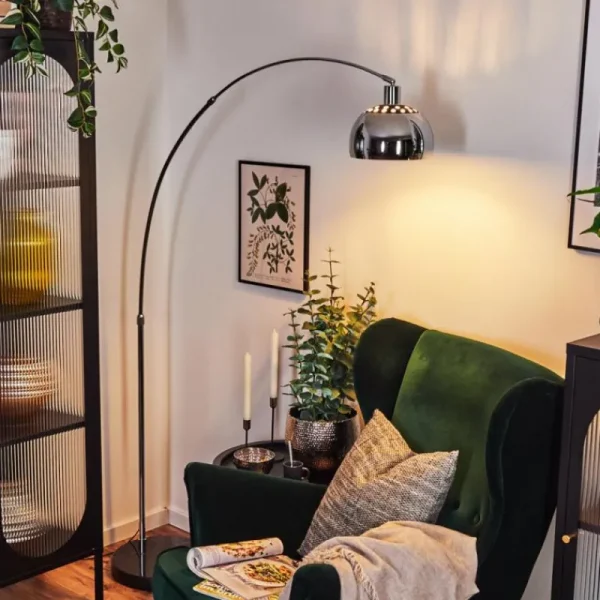hofstein Baloca Lampadaire Chrome, Noir, 1 lumière* Lampes Modernes