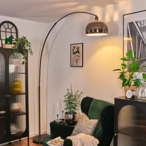 hofstein Baloca Lampadaire Chrome, Noir, 1 lumière* Lampes Modernes