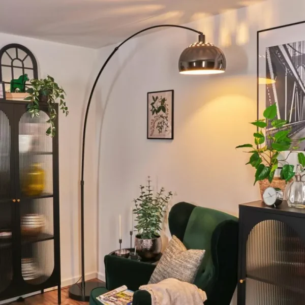 hofstein Baloca Lampadaire Chrome, Noir, 1 lumière* Lampes Modernes