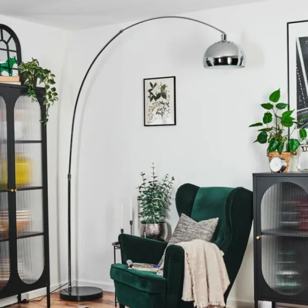 hofstein Baloca Lampadaire Chrome, Noir, 1 lumière* Lampes Modernes
