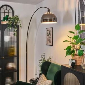 hofstein Baloca Lampadaire Chrome, Noir, 1 lumière* Lampes Modernes
