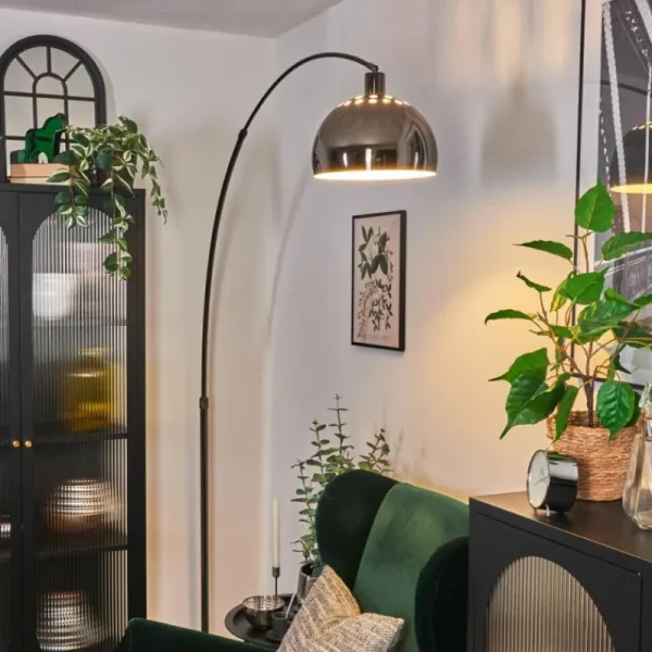 hofstein Baloca Lampadaire Chrome, Noir, 1 lumière* Lampes Modernes