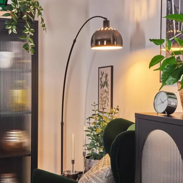 hofstein Baloca Lampadaire Chrome, Noir, 1 lumière* Lampes Modernes