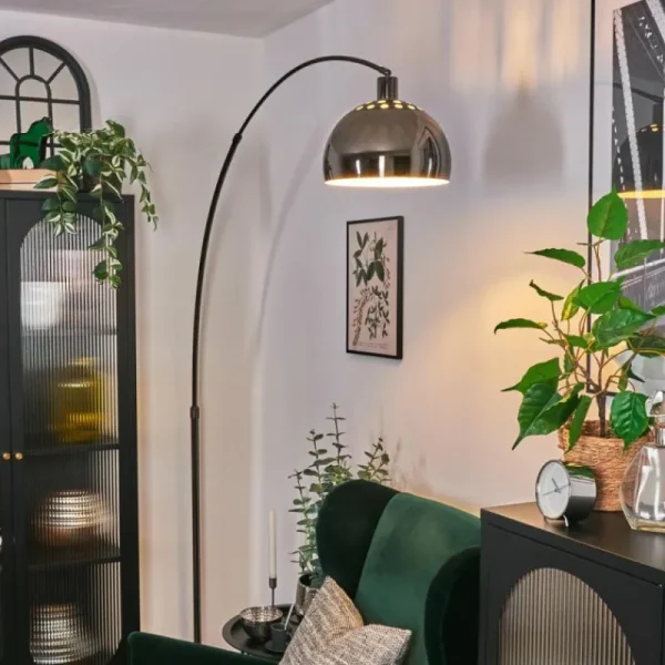hofstein Baloca Lampadaire Chrome, Noir, 1 lumière* Lampes Modernes