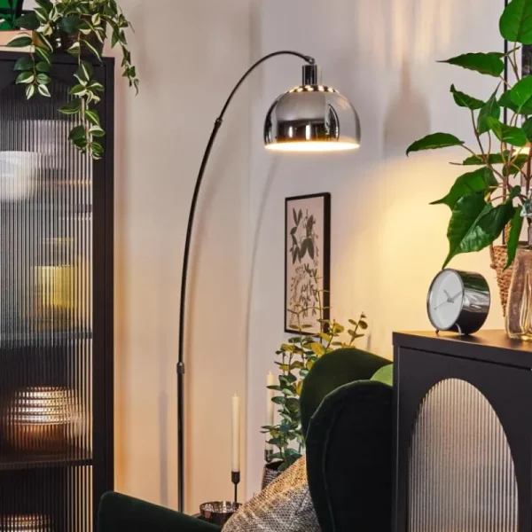 hofstein Baloca Lampadaire Chrome, Noir, 1 lumière* Lampes Modernes