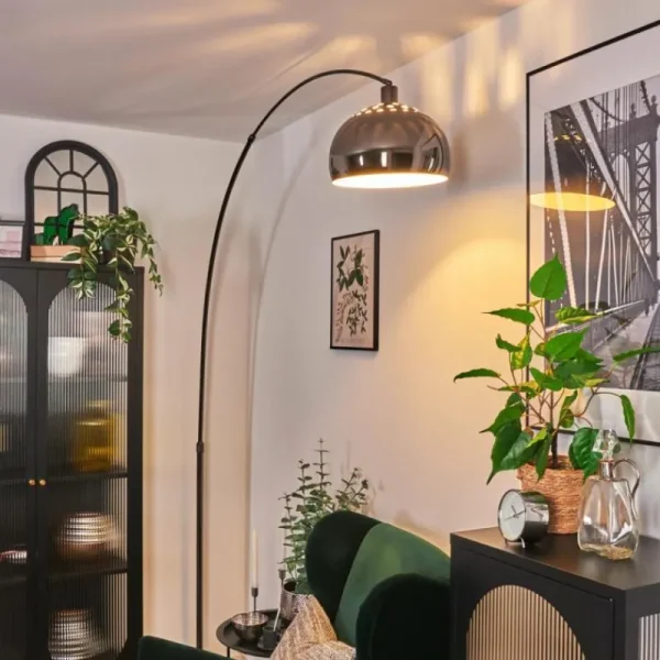hofstein Baloca Lampadaire Chrome, Noir, 1 lumière* Lampes Modernes