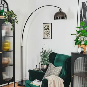 hofstein Baloca Lampadaire Chrome, Noir, 1 lumière* Lampes Modernes