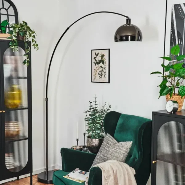 hofstein Baloca Lampadaire Chrome, Noir, 1 lumière* Lampes Modernes