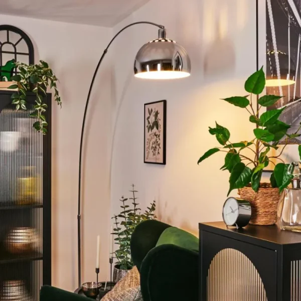 hofstein Baloca Lampadaire Chrome, Noir, 1 lumière* Lampes Modernes