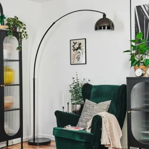 hofstein Baloca Lampadaire Chrome, Noir, 1 lumière* Lampes Modernes