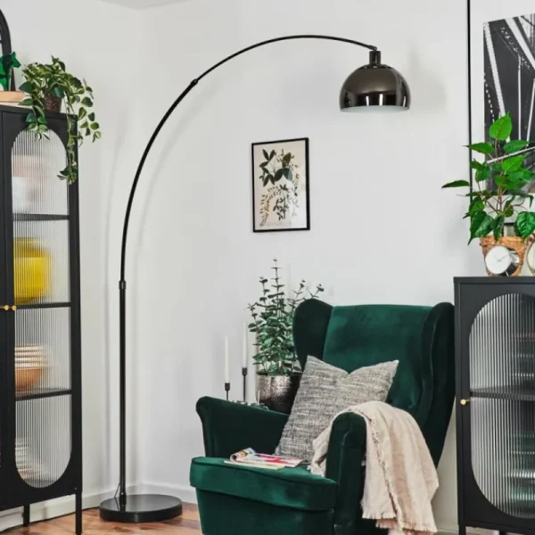 hofstein Baloca Lampadaire Chrome, Noir, 1 lumière* Lampes Modernes