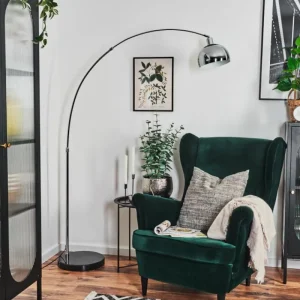 hofstein Baloca Lampadaire Chrome, Noir, 1 lumière* Lampes Modernes