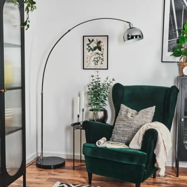 hofstein Baloca Lampadaire Chrome, Noir, 1 lumière* Lampes Modernes