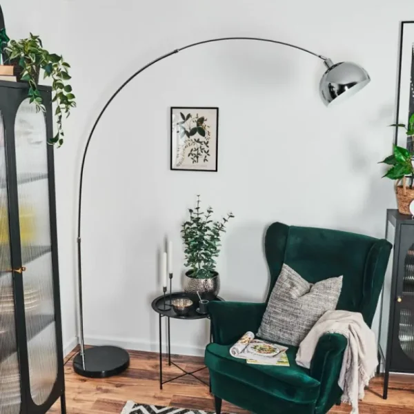 hofstein Baloca Lampadaire Chrome, Noir, 1 lumière* Lampes Modernes