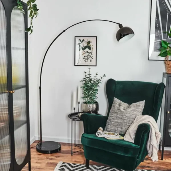 hofstein Baloca Lampadaire Chrome, Noir, 1 lumière* Lampes Modernes
