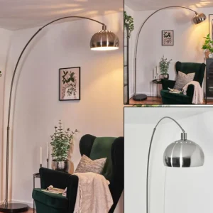 hofstein Baloca Lampadaire Nickel mat, Noir, 1 lumière* Lampes Modernes
