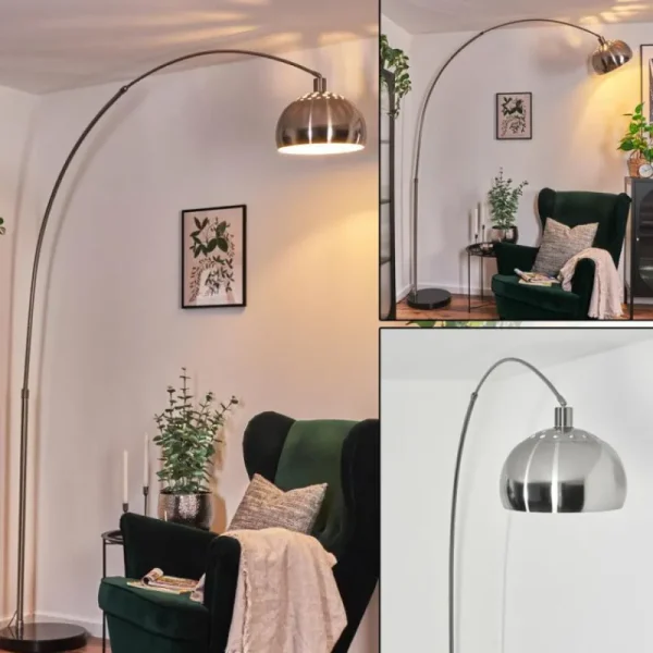 hofstein Baloca Lampadaire Nickel mat, Noir, 1 lumière* Lampes Modernes