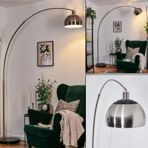 hofstein Baloca Lampadaire Nickel mat, Noir, 1 lumière* Lampes Modernes