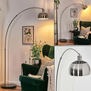 hofstein Baloca Lampadaire Nickel mat, Noir, 1 lumière* Lampes Modernes