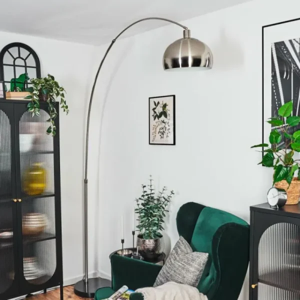 hofstein Baloca Lampadaire Nickel mat, Noir, 1 lumière* Lampes Modernes