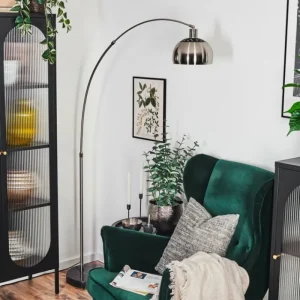 hofstein Baloca Lampadaire Nickel mat, Noir, 1 lumière* Lampes Modernes