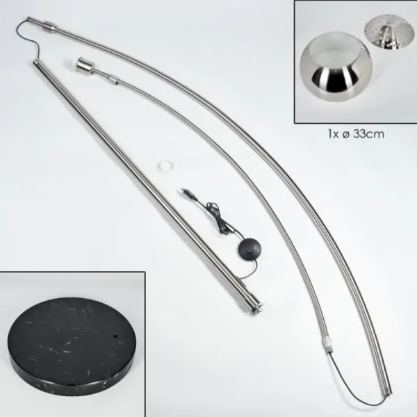 hofstein Baloca Lampadaire Nickel mat, Noir, 1 lumière* Lampes Modernes