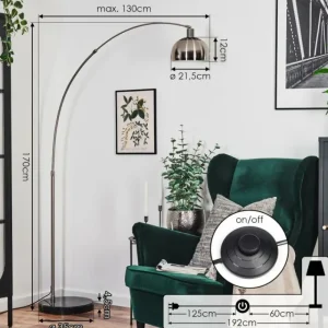hofstein Baloca Lampadaire Nickel mat, Noir, 1 lumière* Lampes Modernes