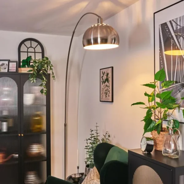 hofstein Baloca Lampadaire Nickel mat, Noir, 1 lumière* Lampes Modernes