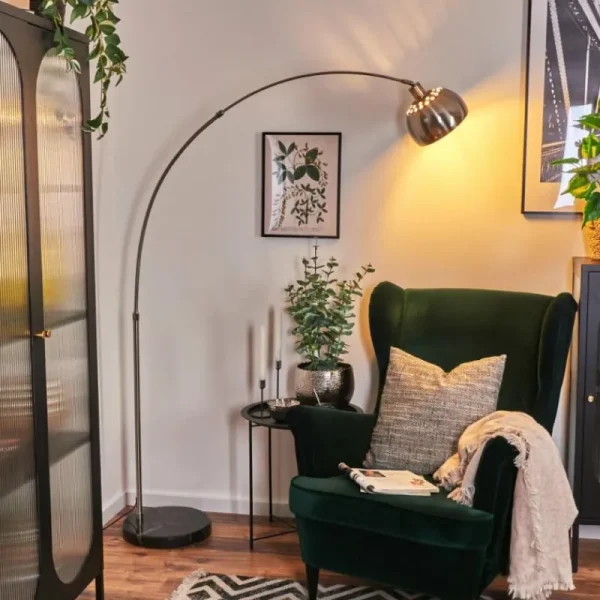 hofstein Baloca Lampadaire Nickel mat, Noir, 1 lumière* Lampes Modernes
