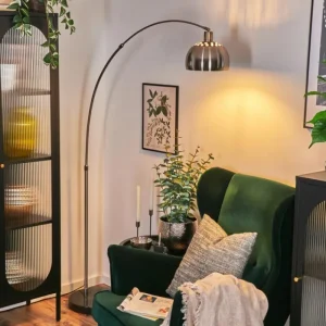 hofstein Baloca Lampadaire Nickel mat, Noir, 1 lumière* Lampes Modernes