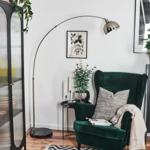 hofstein Baloca Lampadaire Nickel mat, Noir, 1 lumière* Lampes Modernes