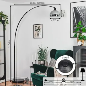 hofstein Baloca Lampadaire Noir, 1 lumière* Lampes Modernes