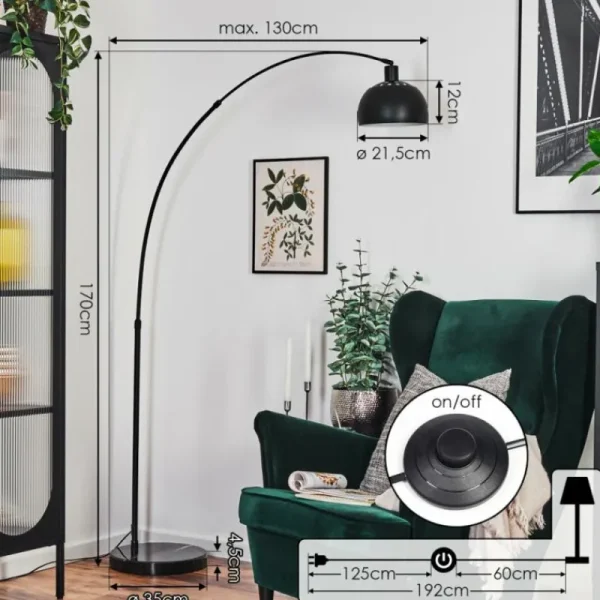 hofstein Baloca Lampadaire Noir, 1 lumière* Lampes Modernes