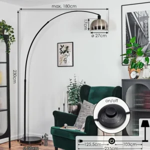 hofstein Baloca Lampadaire Noir, 1 lumière* Lampes Modernes