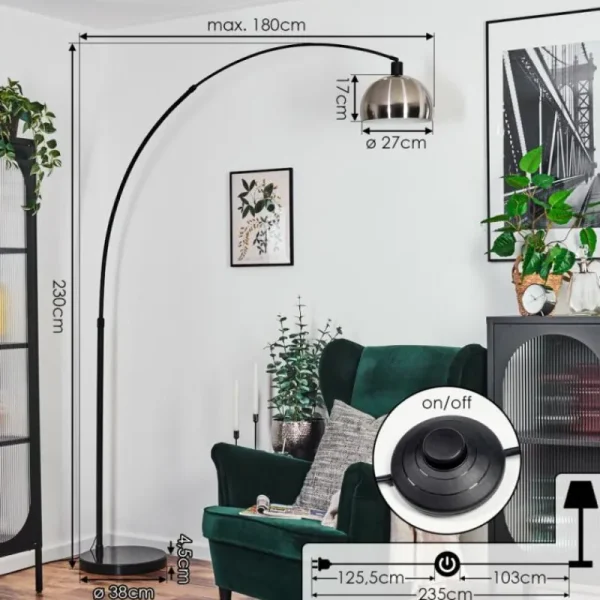 hofstein Baloca Lampadaire Noir, 1 lumière* Lampes Modernes